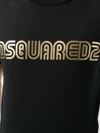 Shop Dsquared2 T-shirt Mit Metallic-logo In Black