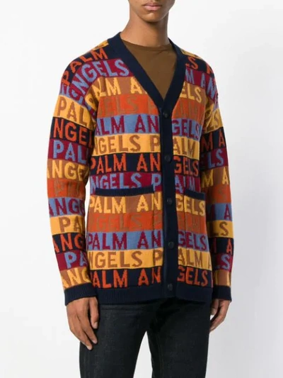 Shop Palm Angels Logo Printed Cardigan In Yellow