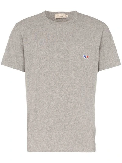 Shop Maison Kitsuné Grey Short Sleeved Fox Pocket T-shirt