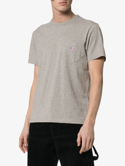 Shop Maison Kitsuné Grey Short Sleeved Fox Pocket T-shirt