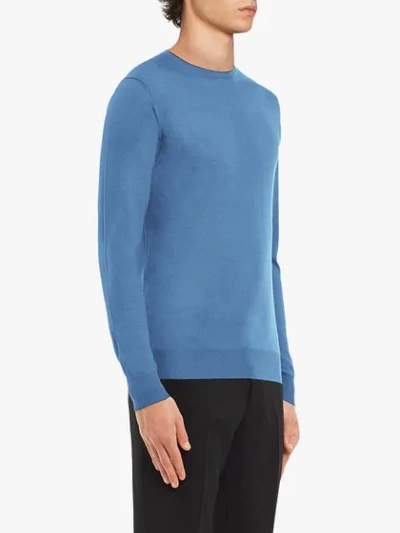 Shop Prada Soft Cashmere Crew-neck Sweater In Blue