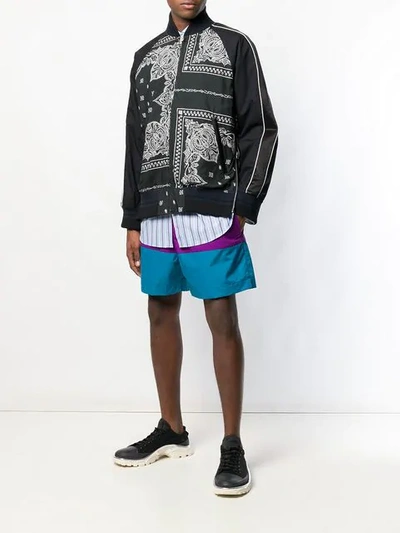 Shop Sacai Bandana Patchwork Bomber Jacket In Black