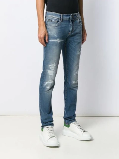 Shop Dolce & Gabbana Distressed Skinny Jeans In Blue