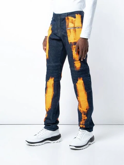 Shop Balmain Paint Stroke Jeans In Blue