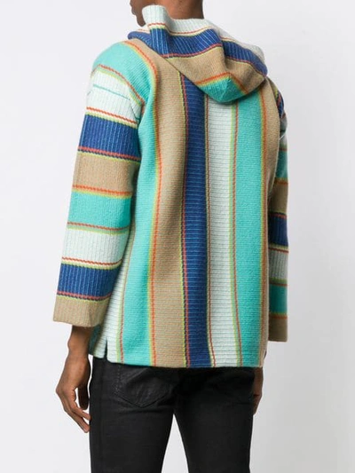 Shop Alanui Striped Knitted Hoodie In Green