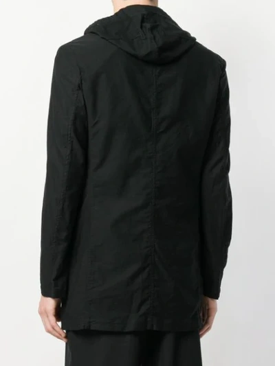 Shop Yohji Yamamoto Hooded Shirt Jacket In Black