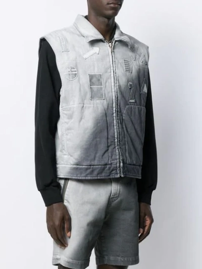 Shop Diesel Red Tag Sleeveless Denim Jacket - Grey