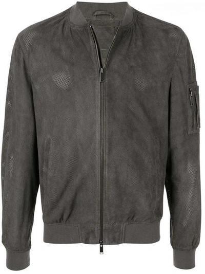 Shop Desa 1972 Suede Bomber Jacket In Grey