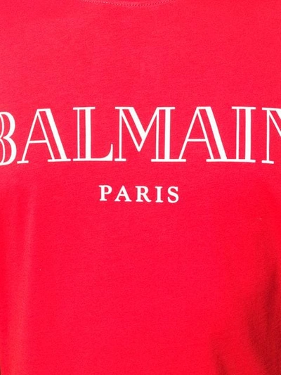 Shop Balmain Logo Print T-shirt - Red