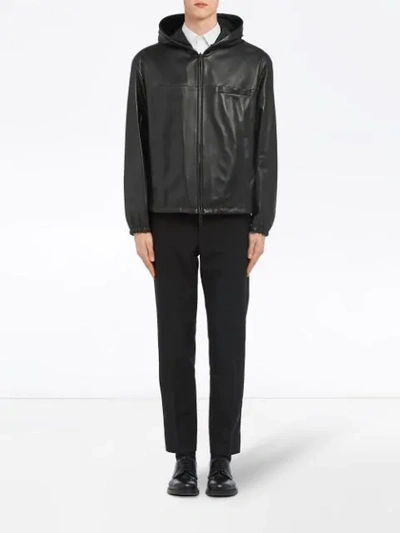Shop Prada Reversible Nappa Leather Jacket In Black