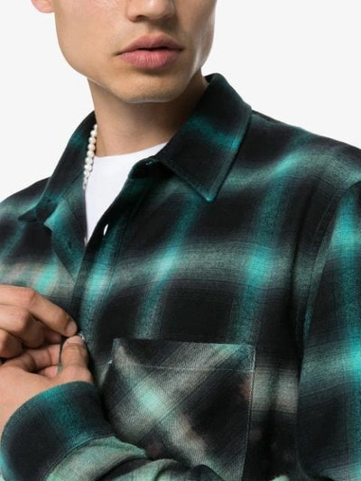 Shop Amiri Check Pattern Shirt In Acqua/glacier