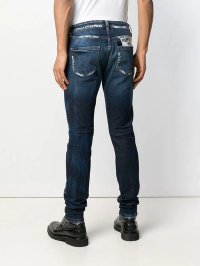 Shop Philipp Plein Paint Splat Slim Fit Jeans In Blue