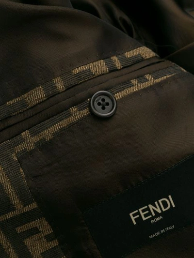 FENDI FF大面积LOGO印花西装夹克 - 棕色