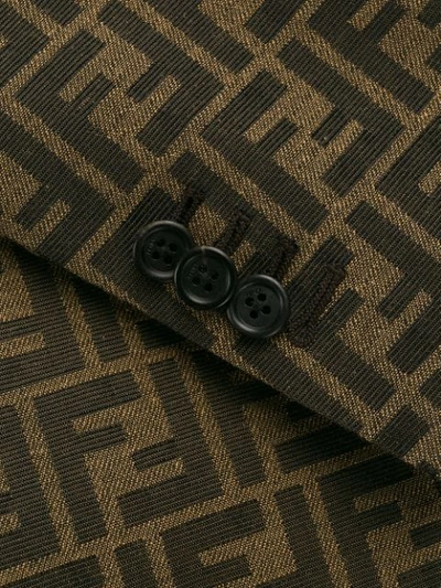 Shop Fendi Ff All Over Logo Print Blazer In Brown