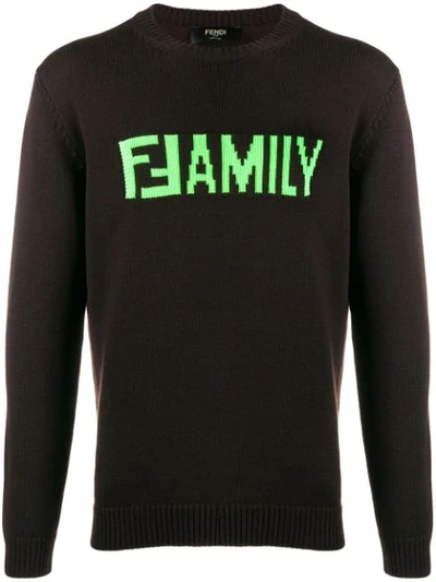 Shop Fendi Ffamily Intarsia Jumper In Brown