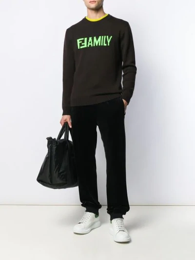 Shop Fendi Ffamily Intarsia Jumper In Brown