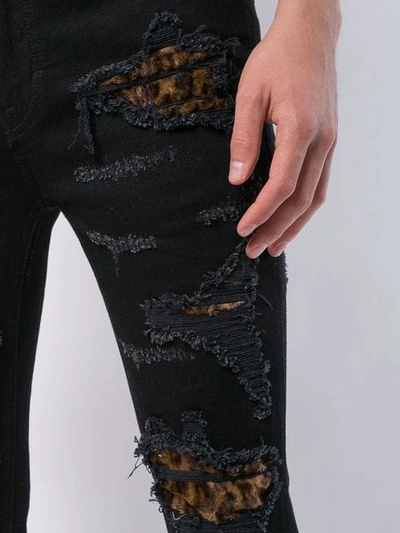 Shop God's Masterful Children Queen Leopard Jeans In Black