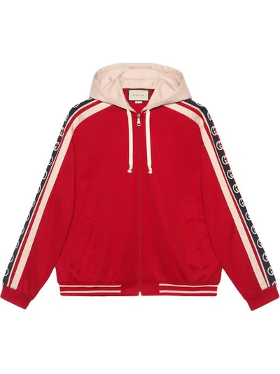Shop Gucci Technical Jersey Bomber Jacket In Red