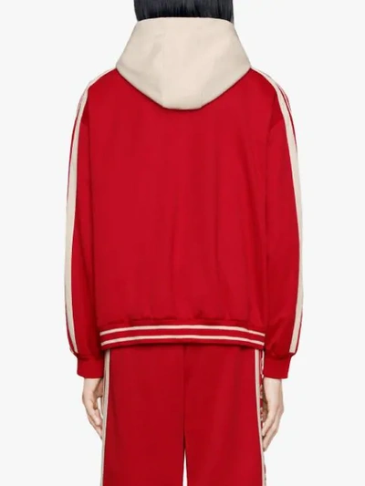 Shop Gucci Technical Jersey Bomber Jacket In Red