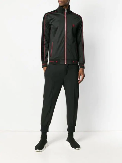 Shop Givenchy Contrast Zipped Sweatshirt In Black