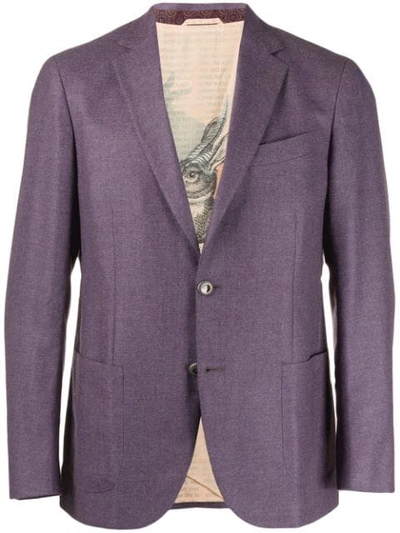 Shop Etro Slim-fit Blazer In Purple