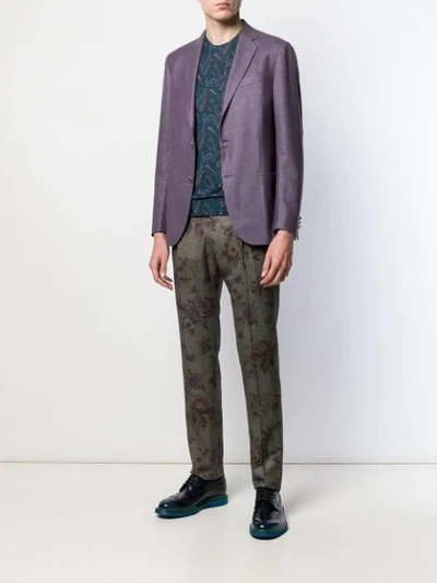 Shop Etro Slim-fit Blazer In Purple