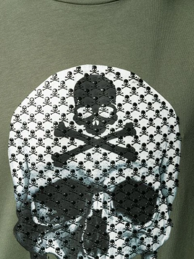 Shop Philipp Plein Textured Skull Print T-shirt In Green