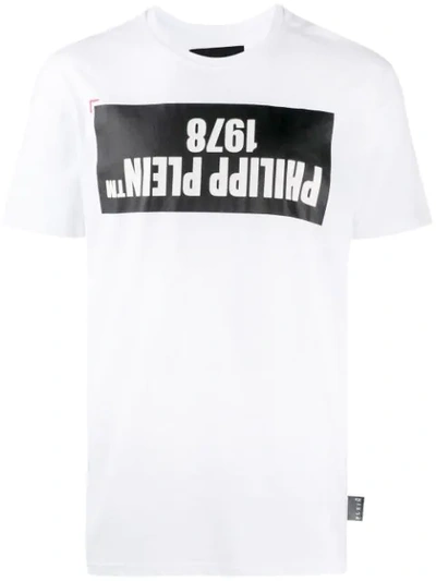 Shop Philipp Plein Upside Down Logo T-shirt In White