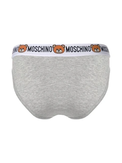 Shop Moschino Pack Of 2 Teddy Logo Briefs - Grey