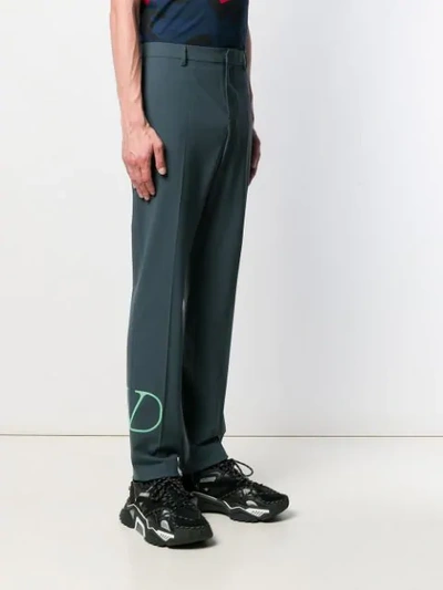 Shop Valentino Vlogo Tailored Trousers In Jnm Grey