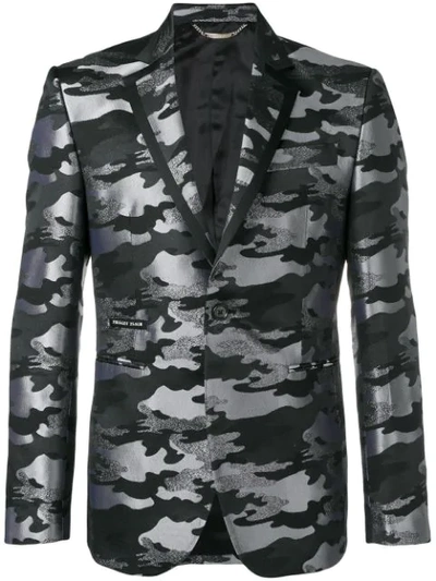 Shop Philipp Plein Camouflage Blazer In Grey