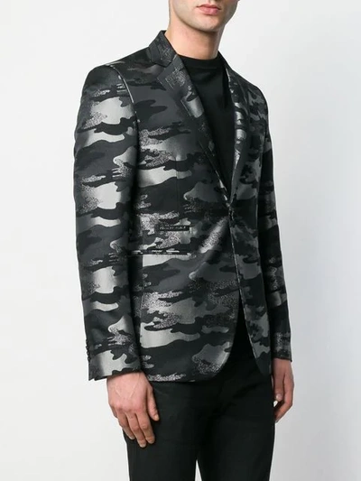 Shop Philipp Plein Camouflage Blazer In Grey