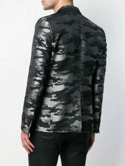 Shop Philipp Plein Camouflage Blazer In Grey