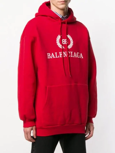 Shop Balenciaga Bb Hoodie In 113 - Red