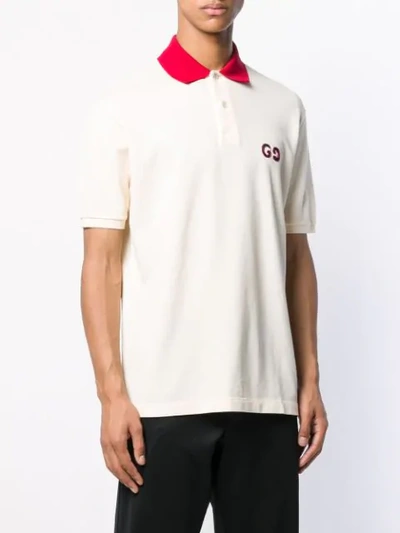 Shop Gucci Gg Embroidery Polo Shirt In Yellow