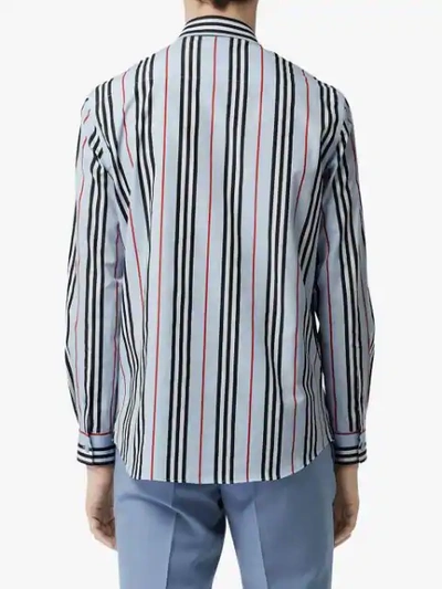 Shop Burberry Icon Stripe Poplin Shirt In A1397 Pale Blue