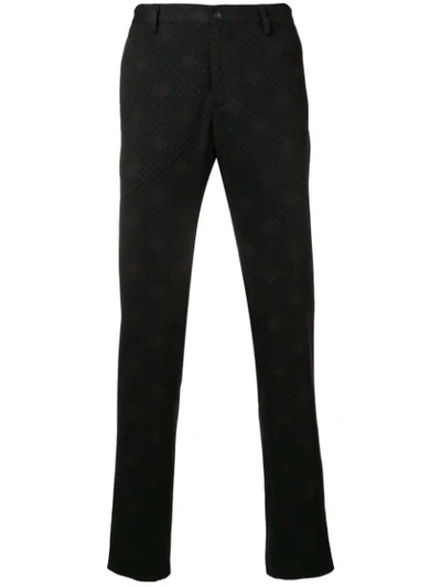 Shop Etro Printed Slim Fit Trousers In Black