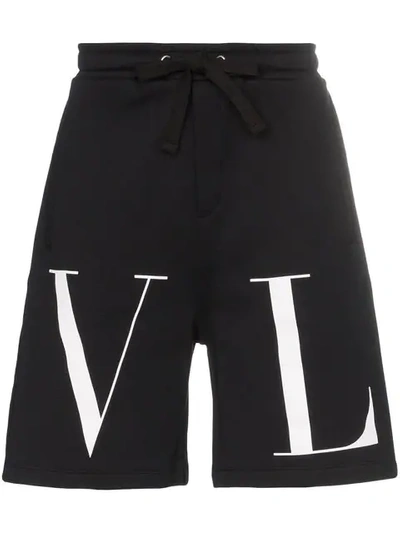 Shop Valentino Vltn Print Shorts In Black