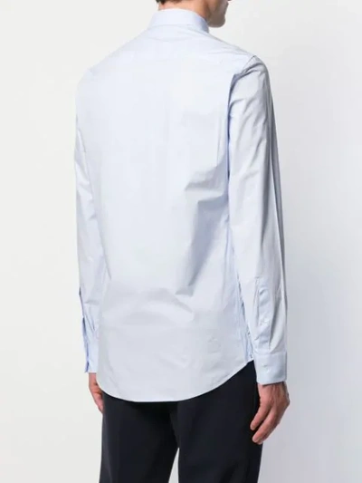 Shop Kenzo Long-sleeve Fitted Shirt In Blue
