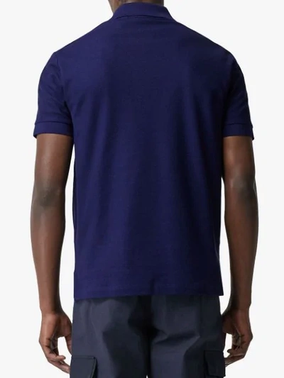 Shop Burberry Monogram Motif Cotton Piqué Polo Shirt In Indigo