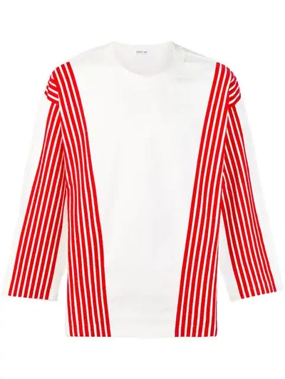 Shop Dima Leu Striped Details Sweatshirt In White