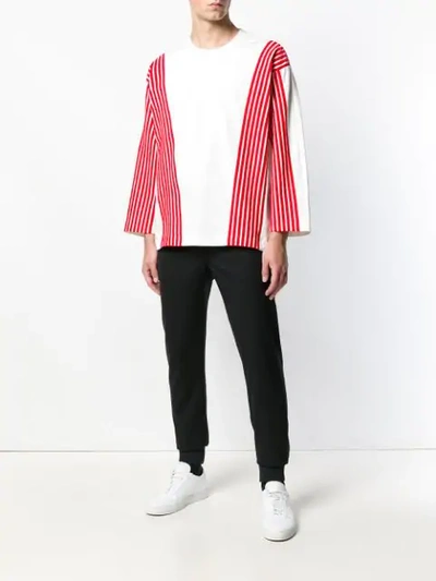 Shop Dima Leu Striped Details Sweatshirt In White