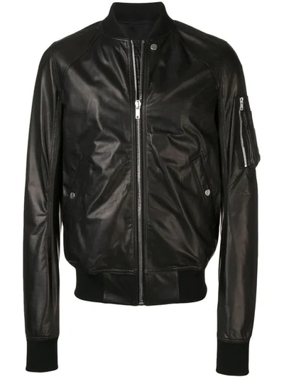 Shop Rick Owens Raglan Bomber Jacket - Black