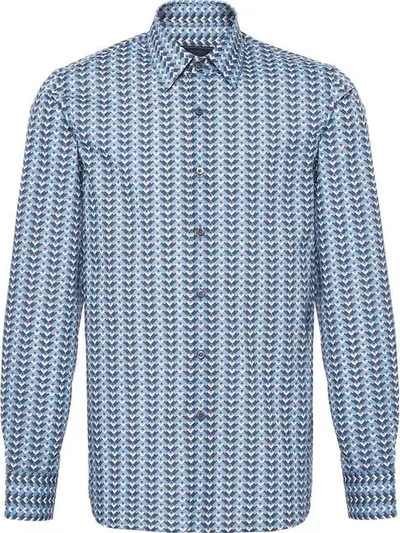 Shop Prada Cotton Poplin Shirt In Blue