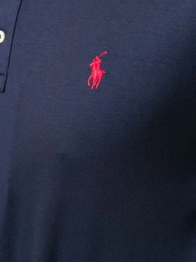 Shop Polo Ralph Lauren Stripe Detail Polo Shirt In Blue