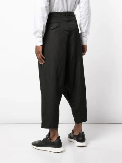 Shop Comme Des Garçons Homme Deux Pinstriped Cropped Trousers In Black