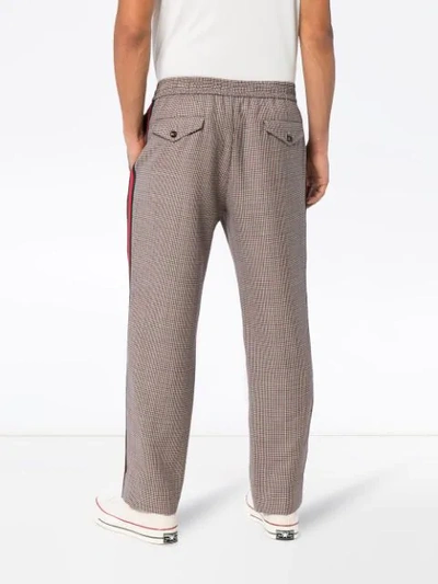 Shop Gucci Houndstooth Wool Mohair Track Pants In Multicolour