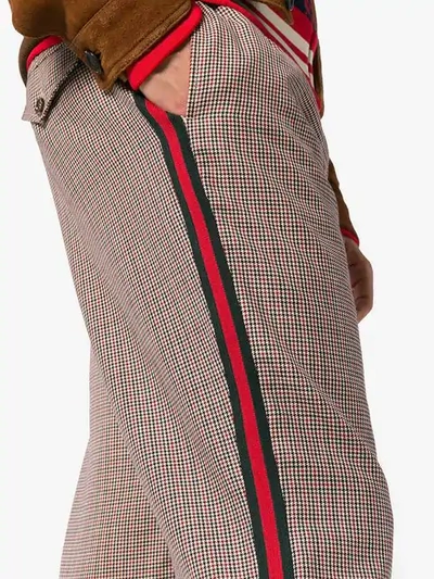 Shop Gucci Houndstooth Wool Mohair Track Pants In Multicolour
