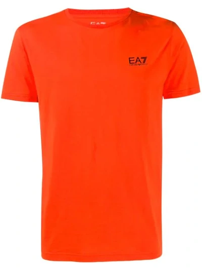 Shop Ea7 Emporio Armani Logo Stamp T-shirt - Orange