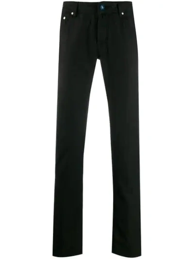 Shop Jacob Cohen Pinstripe Trousers In Black